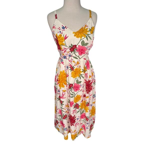Old Navy Floral Printed Fit & Flare Cami Midi Dress White Floral Size Medium - Picture 4 of 13